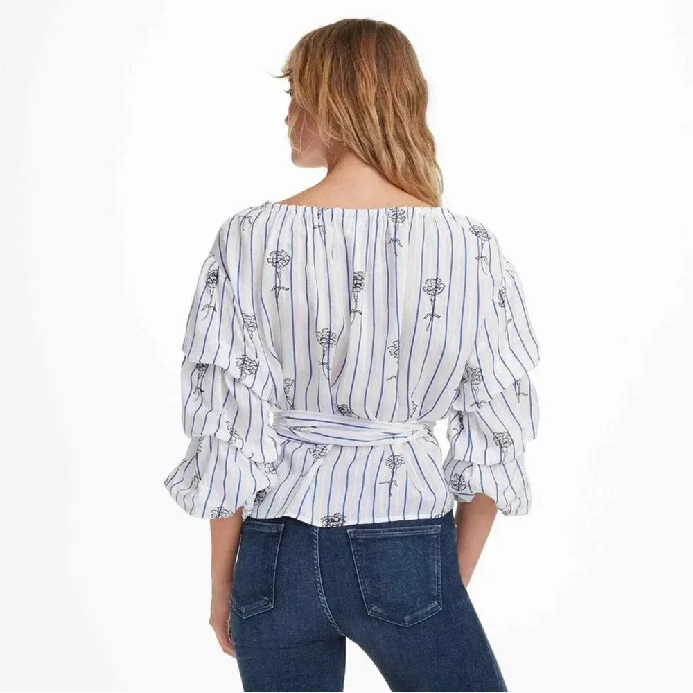 Club Monaco Bindell Ruffle Wrap Blouse Size Small